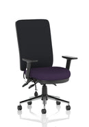 Chiro High Back Task Operators Chair Black With Height Adjustable And Folding Arms - Bespoke Fabric - NWOF