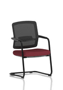 Dynamic Flint Mesh Back Cantilever Chair with bespoke fabric, featuring a modern design and ergonomic mesh back support.