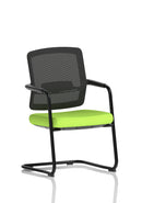 Dynamic Flint Mesh Back Cantilever Chair with bespoke fabric, featuring a modern design and ergonomic mesh back support.