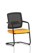 Dynamic Flint Mesh Back Cantilever Chair in bespoke fabric, featuring a modern design and ergonomic mesh back support.