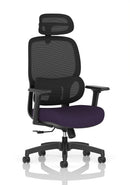 Dynamic Rowan mesh back office chair with bespoke fabric upholstery and adjustable armrests, designed for ergonomic comfort.