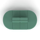 Dynamic Mawsley Modular Seating Set with low back, 8-seater capsule island, featuring modern outdoor lounge furniture.