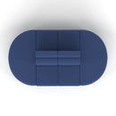 Dynamic Mawsley modular seating set with low-back 8-seater capsule island, featuring plush cushions and sleek modern design.