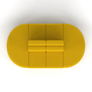 Dynamic Mawsley modular seating set with low back 8-seater capsule island, showing plush cushions and modern outdoor furniture design.