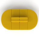 Dynamic Mawsley modular seating set with high back 8-seater capsule island, shown in a stylish outdoor lounge arrangement.