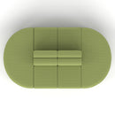 Dynamic Mawsley modular seating set with high back 8-seater capsule island, featuring contemporary outdoor lounge furniture.
