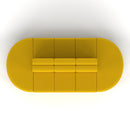 Dynamic Mawsley modular seating set with high back 10-seater capsule island, featuring beige upholstery and modern design.