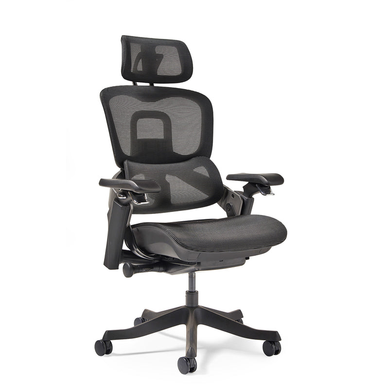 Lyra Fully Ergonomic Task Chair With Adjustable Arms & Integrated Headrest - Black