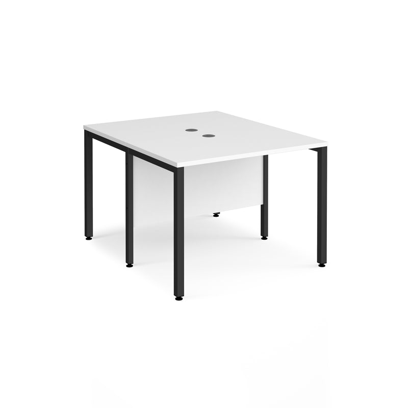 Maestro 25 600mm Deep Back To Back Straight Desks With Bench Leg - White - NWOF