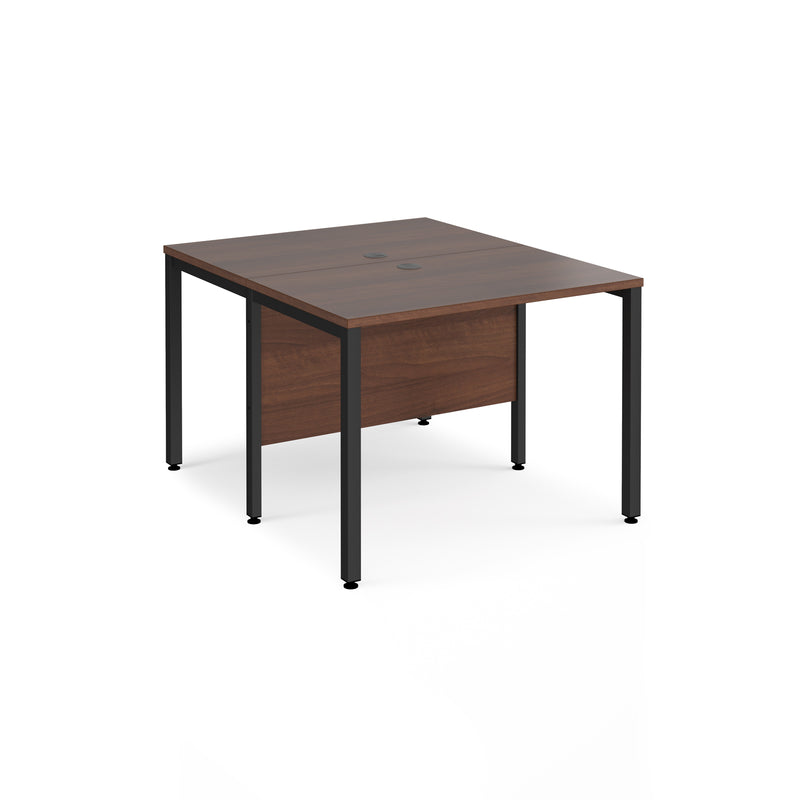 Maestro 25 600mm Deep Back To Back Straight Desks With Bench Leg - Walnut - NWOF