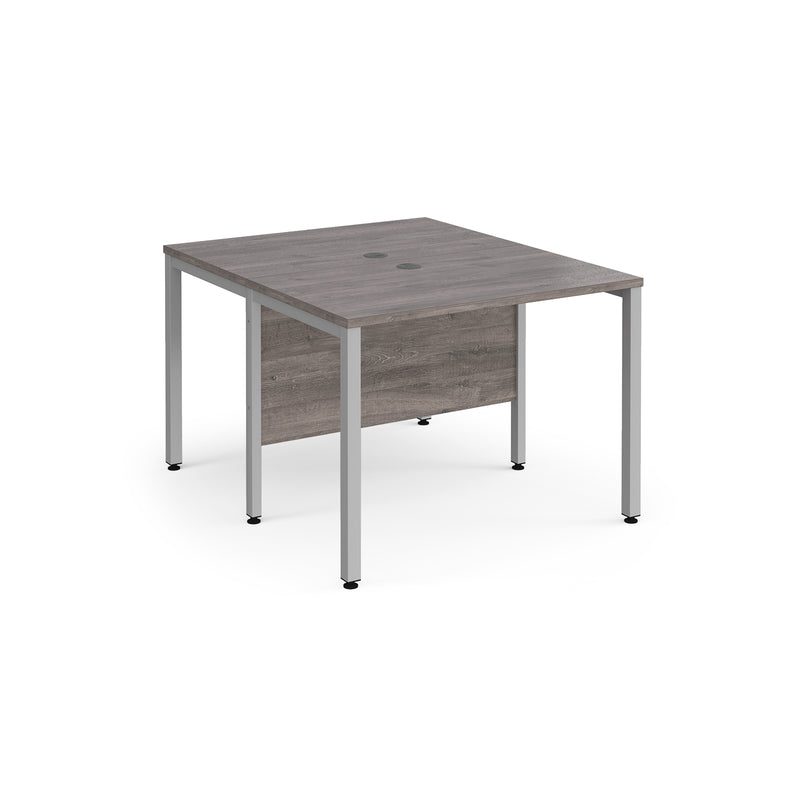 Maestro 25 600mm Deep Back To Back Straight Desks With Bench Leg - Grey Oak - NWOF