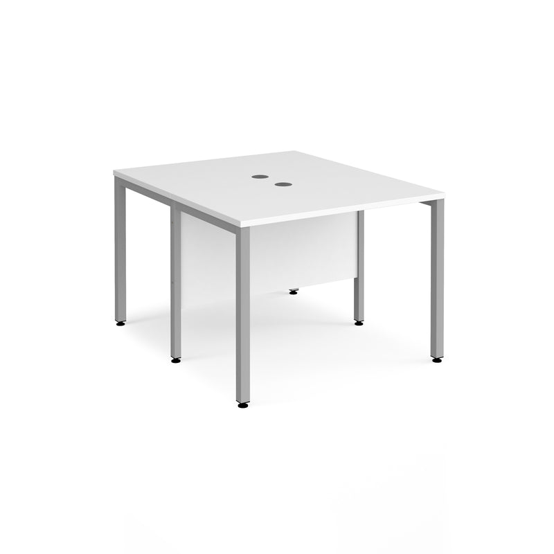 Maestro 25 600mm Deep Back To Back Straight Desks With Bench Leg - White - NWOF