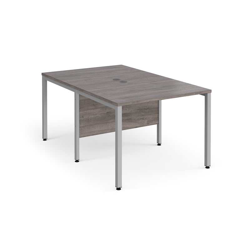 Maestro 25 800mm Deep Back To Back Straight Desks With Bench Leg - Grey Oak - NWOF