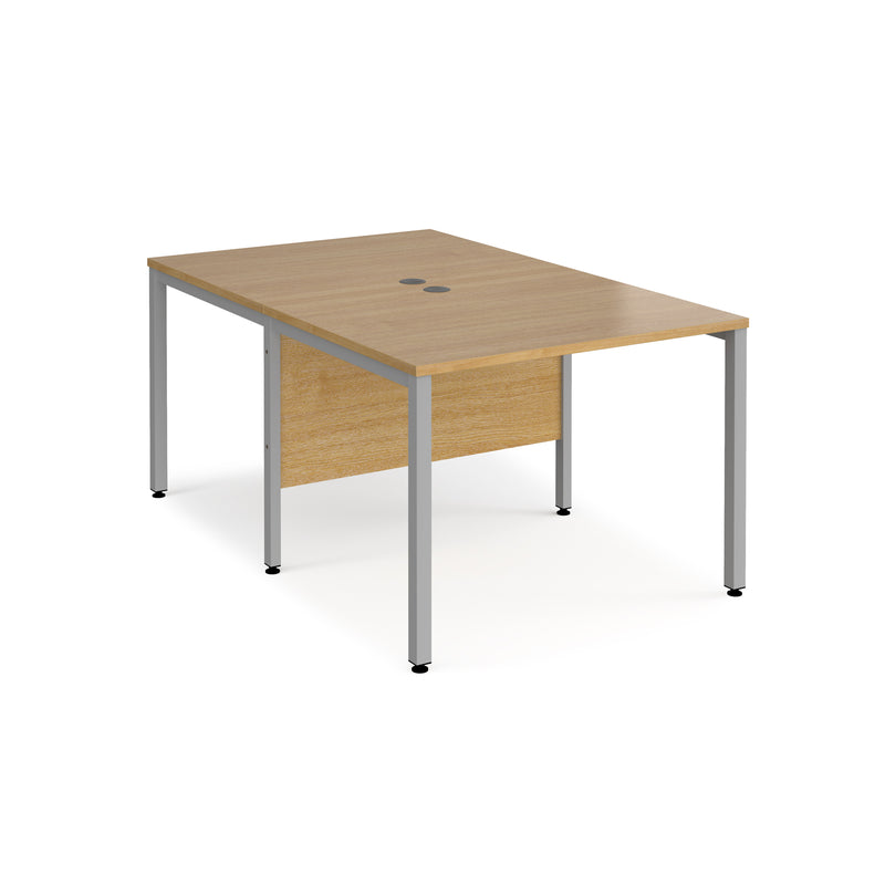 Maestro 25 800mm Deep Back To Back Straight Desks With Bench Leg - Oak - NWOF