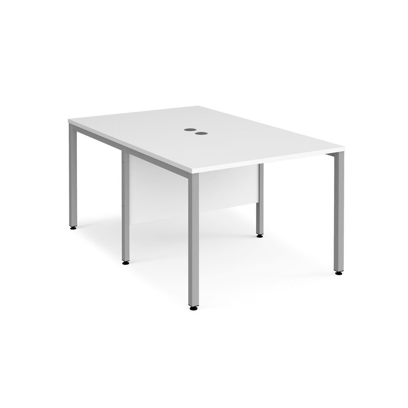 Maestro 25 800mm Deep Back To Back Straight Desks With Bench Leg - White - NWOF