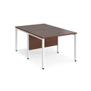 Maestro 25 800mm Deep Back To Back Straight Desks With Bench Leg - Walnut - NWOF