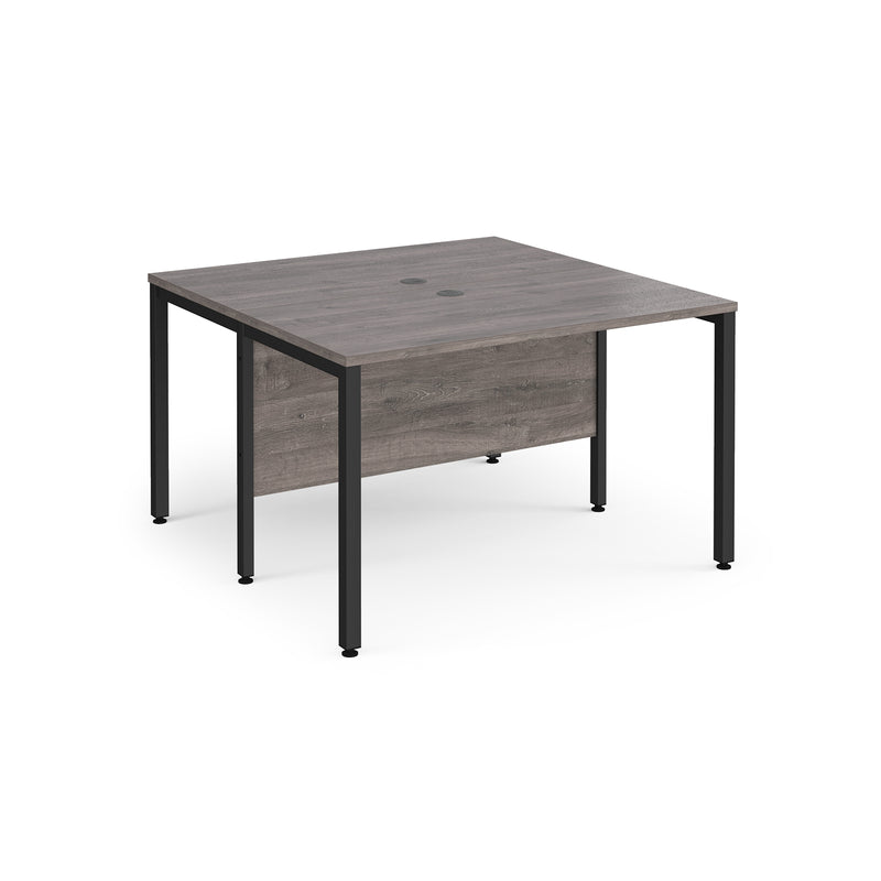 Maestro 25 600mm Deep Back To Back Straight Desks With Bench Leg - Grey Oak - NWOF