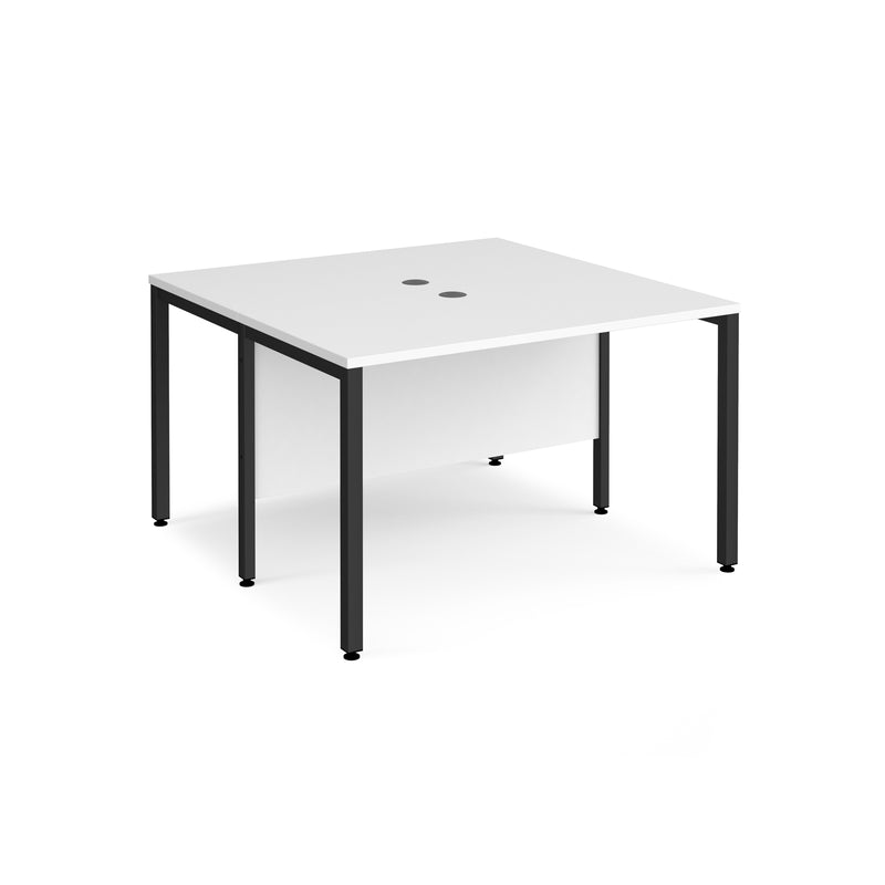 Maestro 25 600mm Deep Back To Back Straight Desks With Bench Leg - White - NWOF