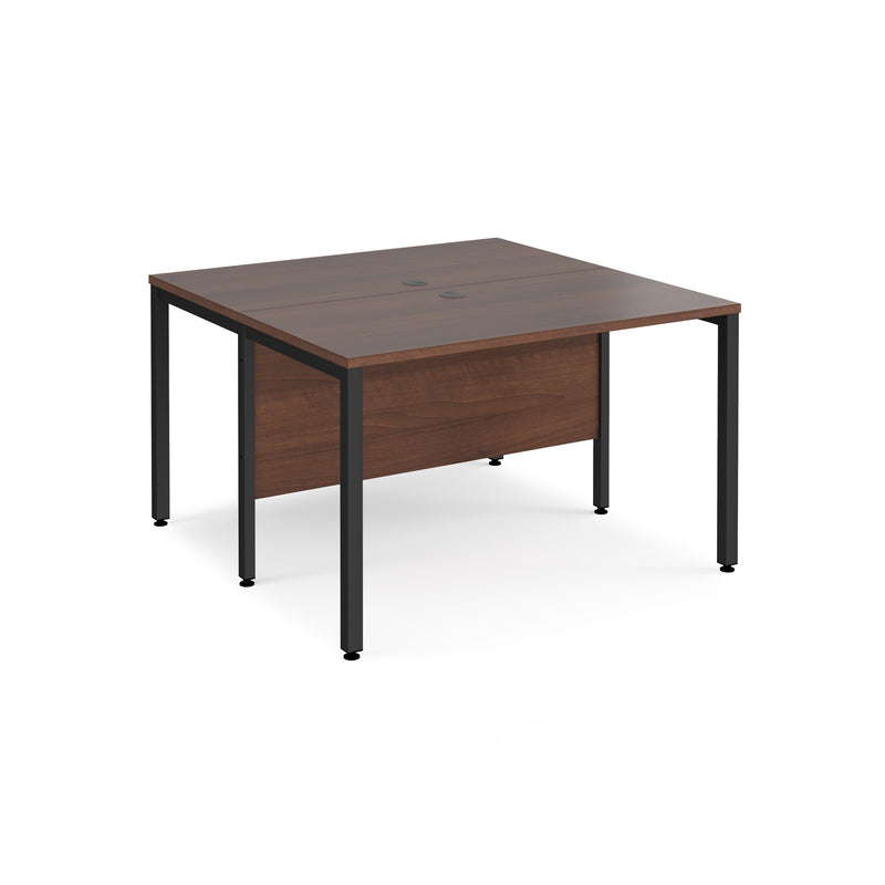 Maestro 25 600mm Deep Back To Back Straight Desks With Bench Leg - Walnut - NWOF