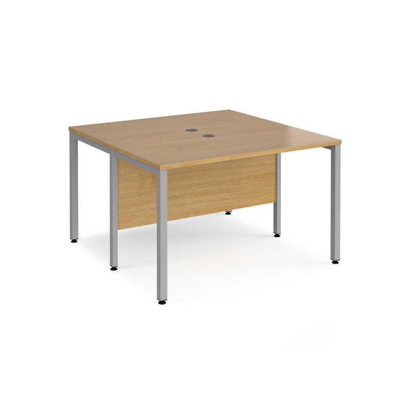 Maestro 25 600mm Deep Back To Back Straight Desks With Bench Leg - Oak - NWOF