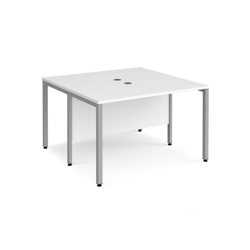 Maestro 25 600mm Deep Back To Back Straight Desks With Bench Leg - White - NWOF