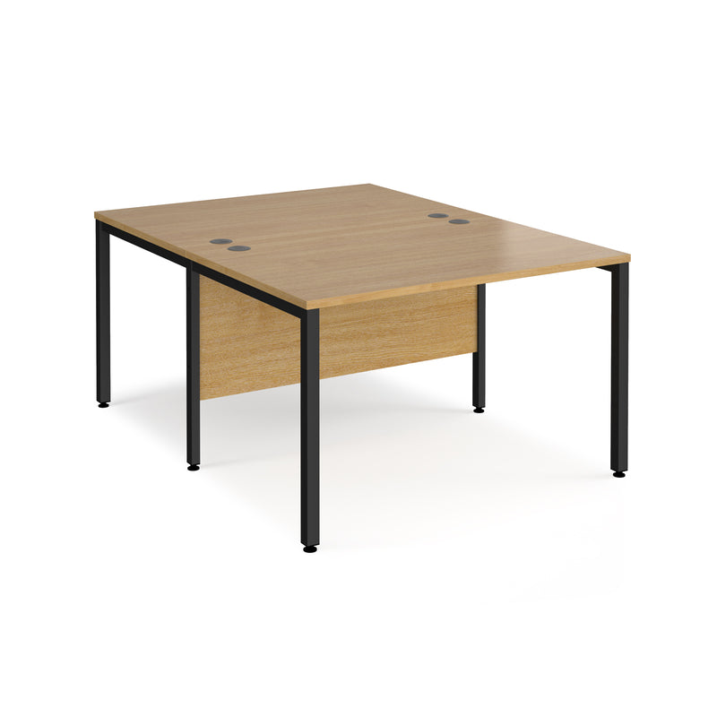 Maestro 25 800mm Deep Back To Back Straight Desks With Bench Leg - Oak - NWOF