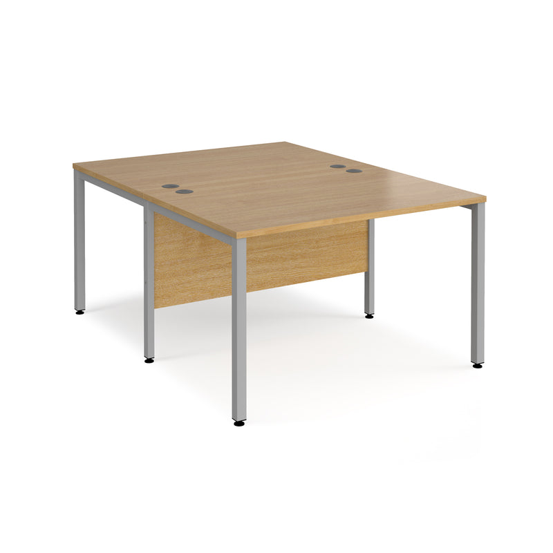 Maestro 25 800mm Deep Back To Back Straight Desks With Bench Leg - Oak - NWOF