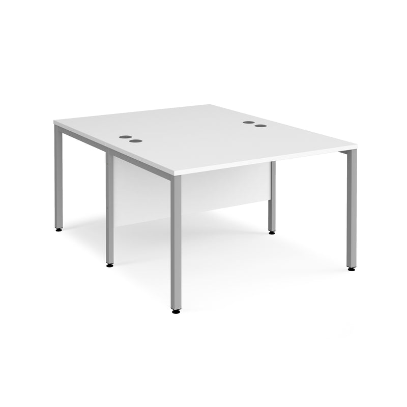 Maestro 25 800mm Deep Back To Back Straight Desks With Bench Leg - White - NWOF