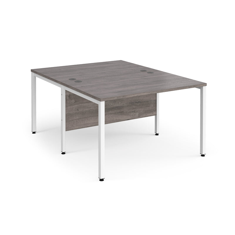 Maestro 25 800mm Deep Back To Back Straight Desks With Bench Leg - Grey Oak - NWOF