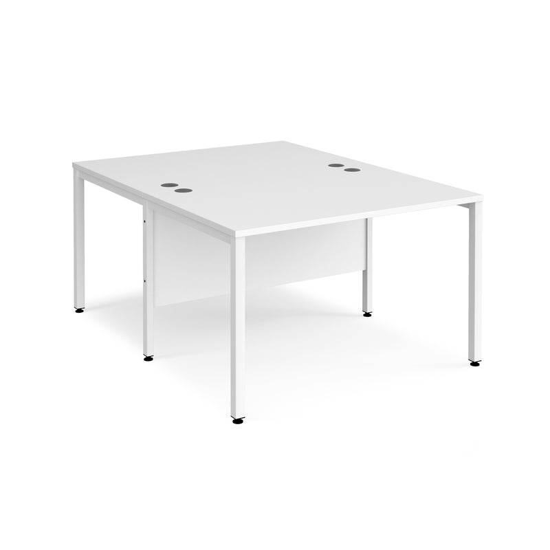 Maestro 25 800mm Deep Back To Back Straight Desks With Bench Leg - White - NWOF