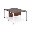 Maestro 25 800mm Deep Back To Back Straight Desks With Bench Leg - Walnut - NWOF