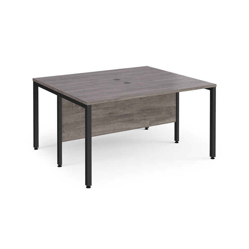 Maestro 25 600mm Deep Back To Back Straight Desks With Bench Leg - Grey Oak - NWOF