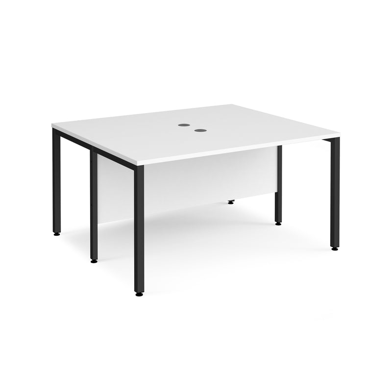 Maestro 25 600mm Deep Back To Back Straight Desks With Bench Leg - White - NWOF