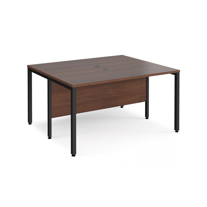 Maestro 25 600mm Deep Back To Back Straight Desks With Bench Leg - Walnut - NWOF