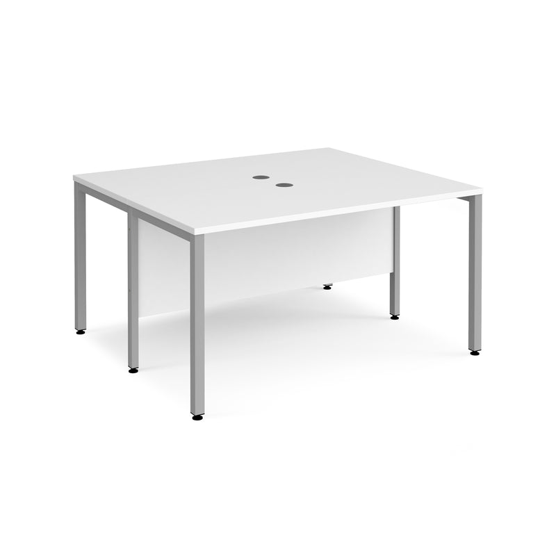 Maestro 25 600mm Deep Back To Back Straight Desks With Bench Leg - White - NWOF