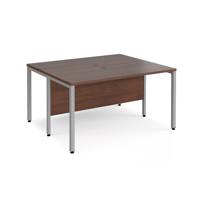 Maestro 25 600mm Deep Back To Back Straight Desks With Bench Leg - Walnut - NWOF