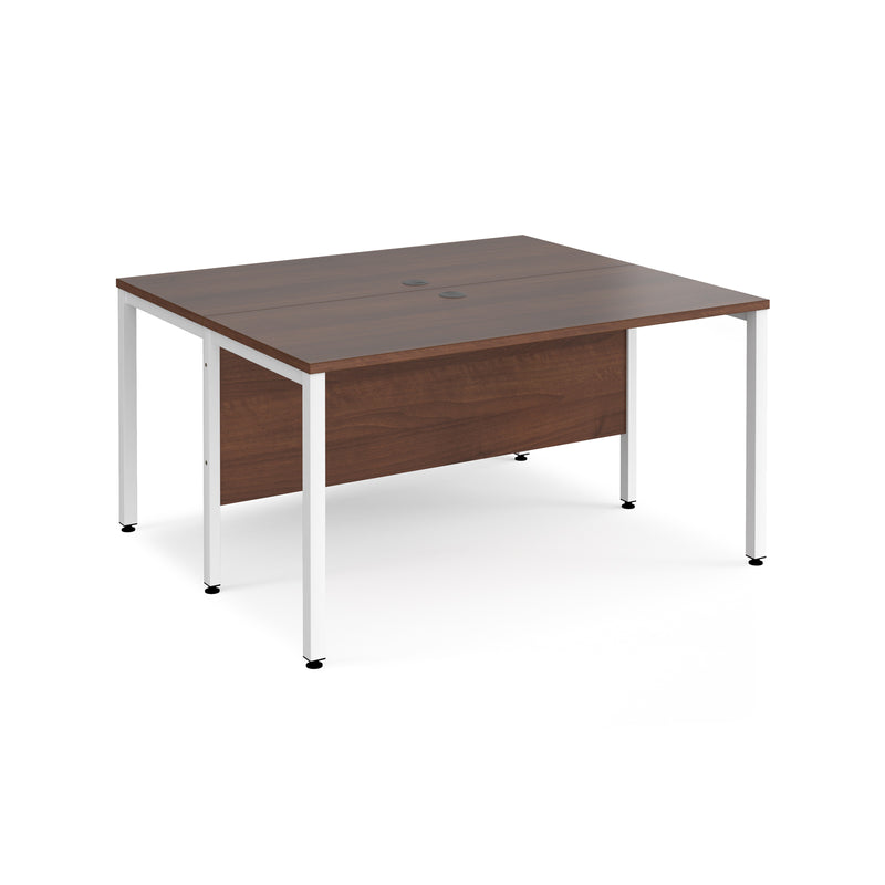 Maestro 25 600mm Deep Back To Back Straight Desks With Bench Leg - Walnut - NWOF