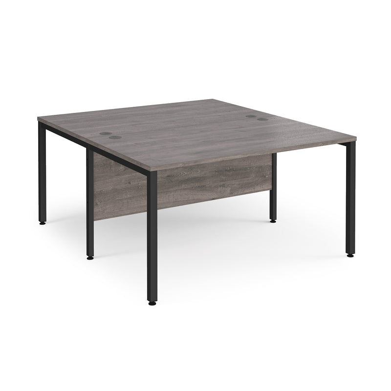 Maestro 25 800mm Deep Back To Back Straight Desks With Bench Leg - Grey Oak - NWOF