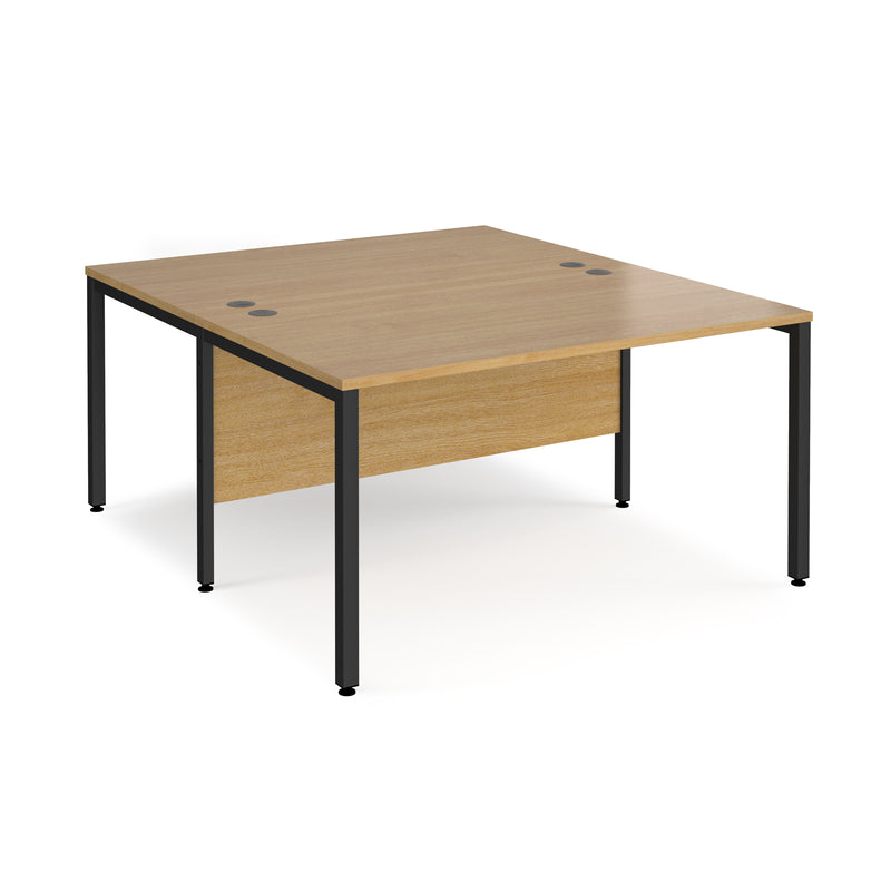 Maestro 25 800mm Deep Back To Back Straight Desks With Bench Leg - Oak - NWOF