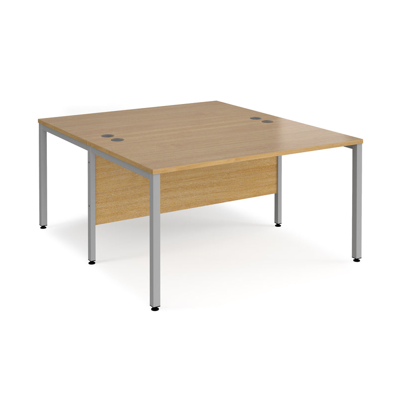 Maestro 25 800mm Deep Back To Back Straight Desks With Bench Leg - Oak - NWOF