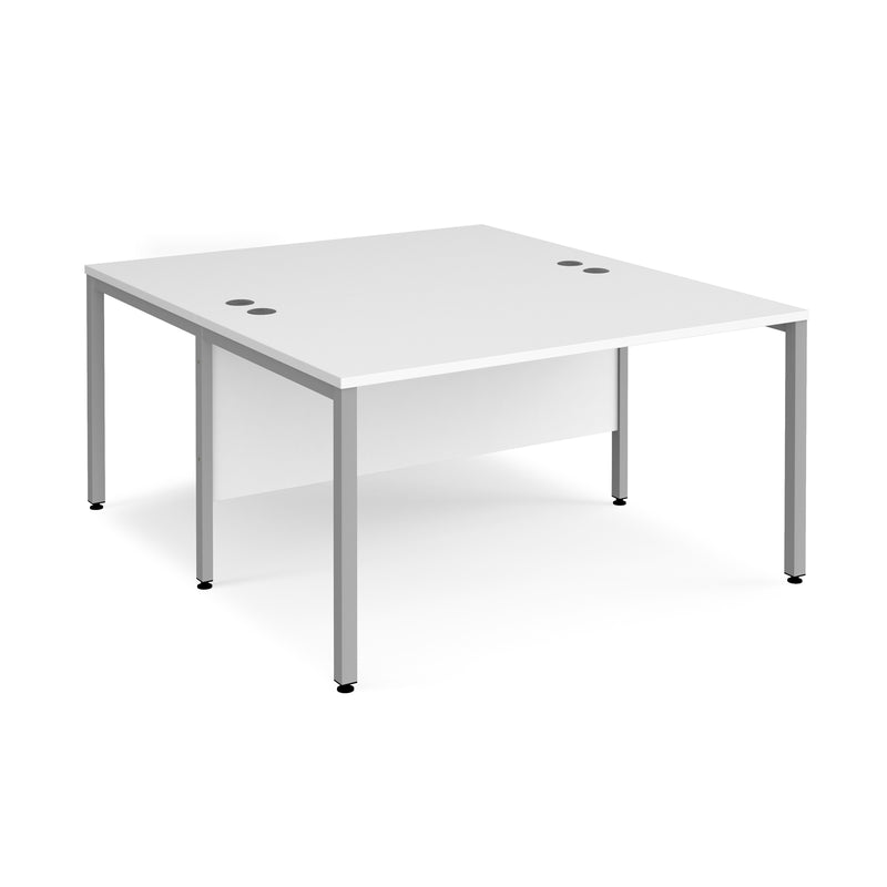 Maestro 25 800mm Deep Back To Back Straight Desks With Bench Leg - White - NWOF