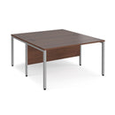 Maestro 25 800mm Deep Back To Back Straight Desks With Bench Leg - Walnut - NWOF