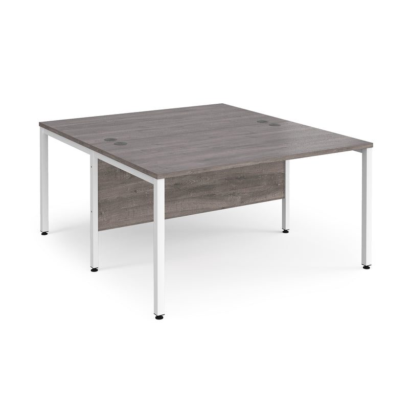 Maestro 25 800mm Deep Back To Back Straight Desks With Bench Leg - Grey Oak - NWOF