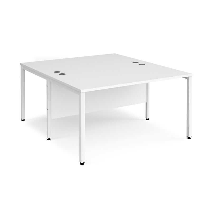 Maestro 25 800mm Deep Back To Back Straight Desks With Bench Leg - White - NWOF