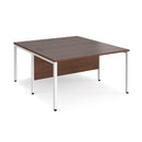 Maestro 25 800mm Deep Back To Back Straight Desks With Bench Leg - Walnut - NWOF
