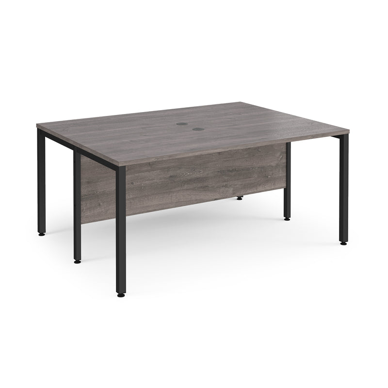 Maestro 25 600mm Deep Back To Back Straight Desks With Bench Leg - Grey Oak - NWOF