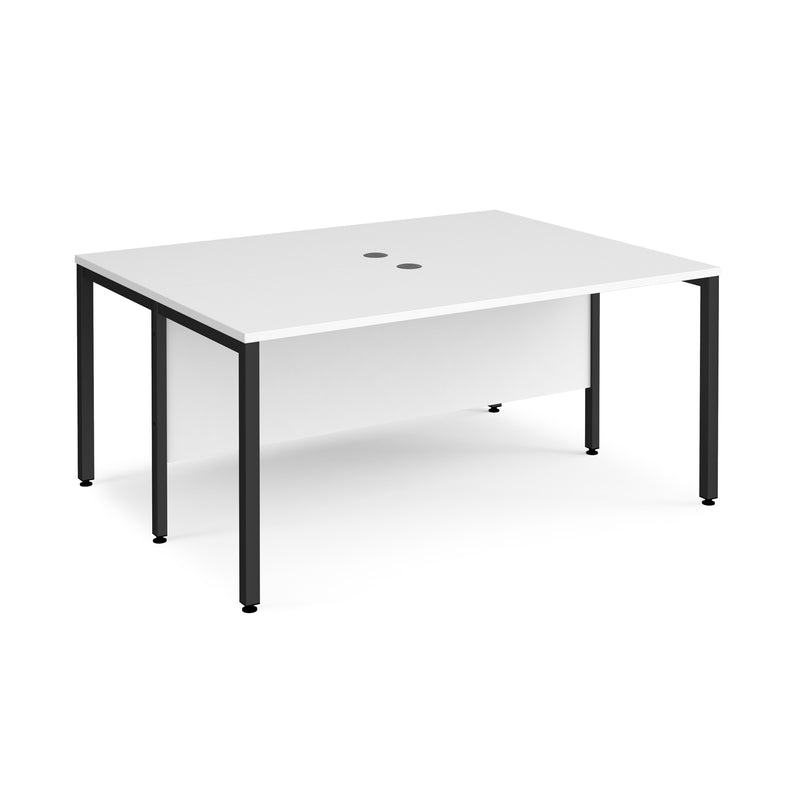 Maestro 25 600mm Deep Back To Back Straight Desks With Bench Leg - White - NWOF