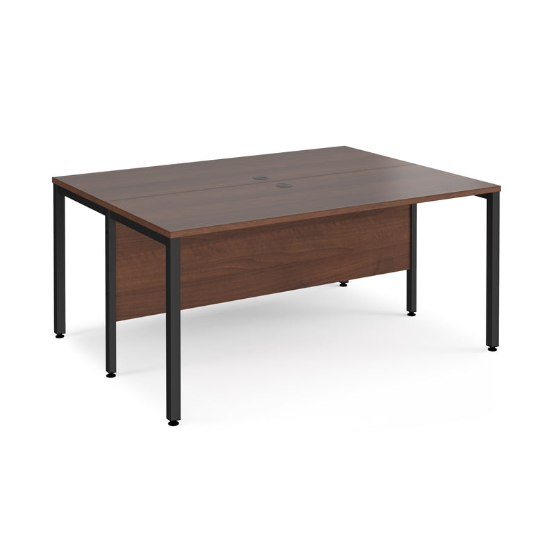 Maestro 25 600mm Deep Back To Back Straight Desks With Bench Leg - Walnut - NWOF