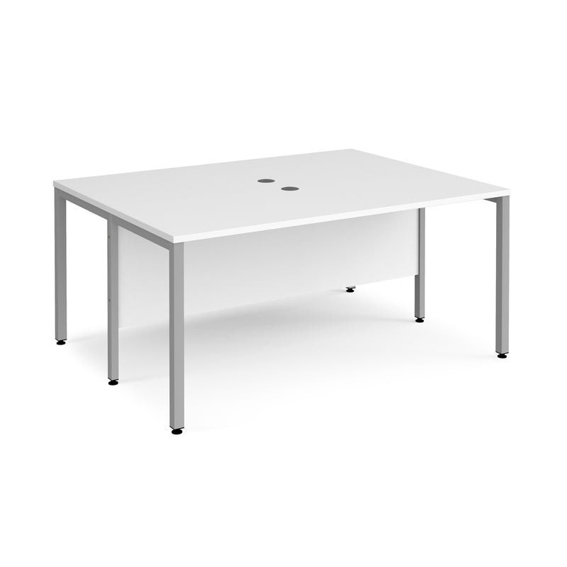 Maestro 25 600mm Deep Back To Back Straight Desks With Bench Leg - White - NWOF