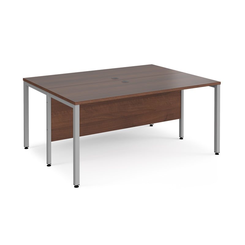 Maestro 25 600mm Deep Back To Back Straight Desks With Bench Leg - Walnut - NWOF